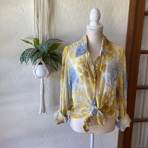 🌻🌼🌻VINTAGE COREY B SILK & RAYON VELVET LEAF SHIRT ‼️